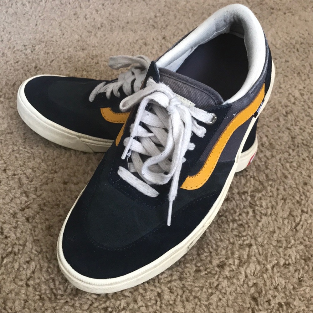 Vans Suede/Canvas Blue with yellow stripe